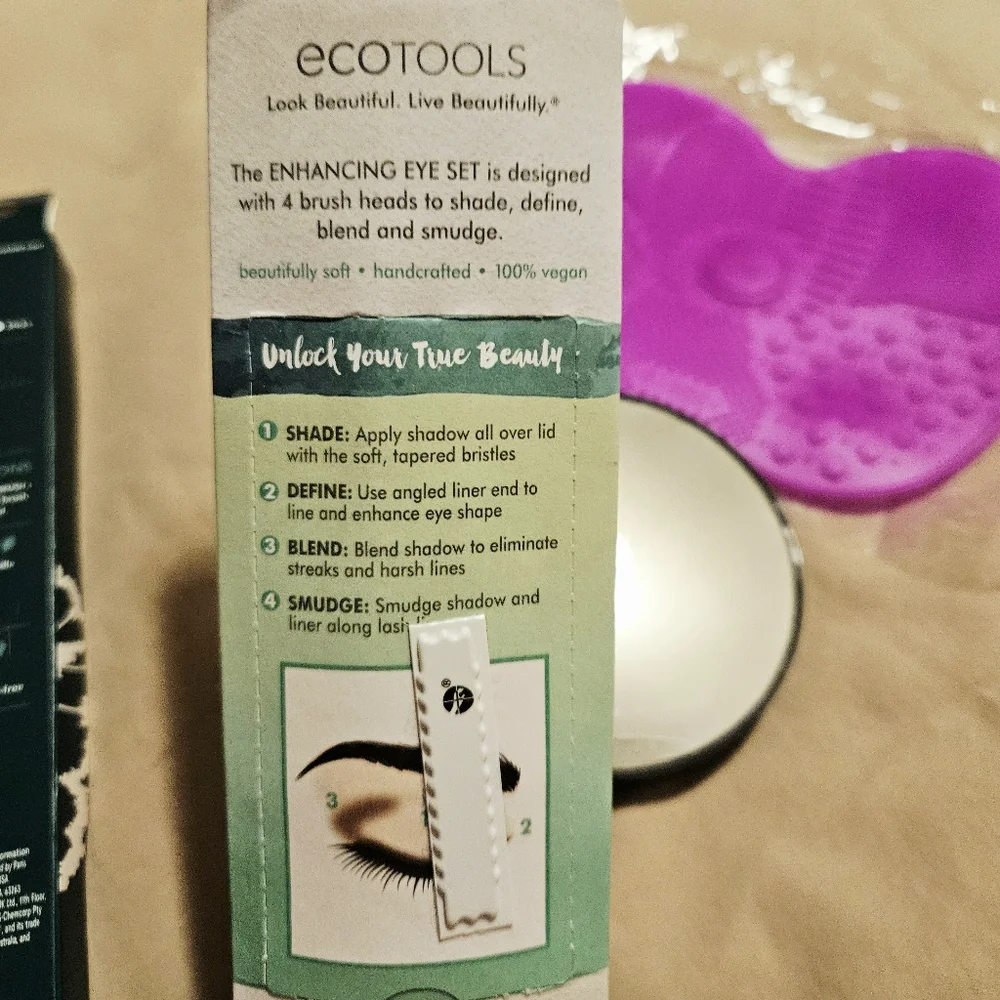 Ecotools Makeup brushes + Unbranded magnifying mirror & brush cleaning mat
